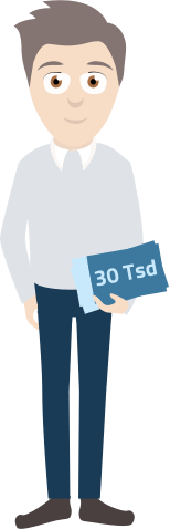 Unfallversicherung Invaliditätssumme Grafik zur Invaliditätssumme / Unfallversicherung der Hannoverschen. Mann stehend.